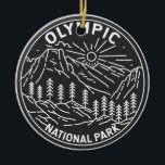 Adorno De Cerámica Parque nacional olímpico Washington Monoline<br><div class="desc">Diseño de arte vectorial olímpico. El parque se extiende a lo largo de varios ecosistemas diferentes,  desde los picos dramáticos de las montañas olímpicas hasta los bosques de crecimiento antiguo.</div>