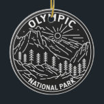 Adorno De Cerámica Parque nacional olímpico Washington Monoline<br><div class="desc">Diseño de arte vectorial olímpico. El parque se extiende a lo largo de varios ecosistemas diferentes,  desde los picos dramáticos de las montañas olímpicas hasta los bosques de crecimiento antiguo.</div>