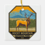 Adorno De Cerámica Parque nacional Rocky Mountain Colorado Elk Vintag<br><div class="desc">Diseño de arte vectorial de las Montañas Rocosas. El parque es conocido por la ruta Trail Ridge y la ruta Old Fall River,  que atraviesa los bosques de álamos y ríos.</div>
