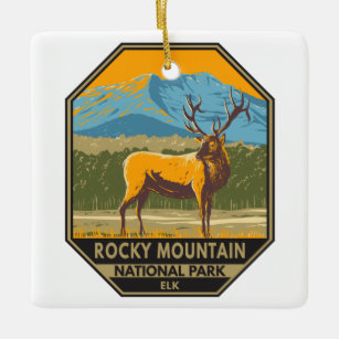 Adorno De Cerámica Parque nacional Rocky Mountain Colorado Elk Vintag