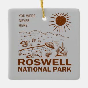 Adorno De Cerámica Parque nacional Roswell OVNI Saucer Aliens T-S
