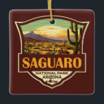 Adorno De Cerámica Parque nacional Saguaro Ilustracion Retro<br><div class="desc">Diseño artístico vectorial Saguaro. El parque lleva el nombre del gran cactus saguaro,  nativo de su medio desértico.</div>