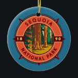 Adorno De Cerámica Parque nacional Sequoia Compass Emblem<br><div class="desc">Diseño de ilustraciones vectoriales secuoyas. El parque alberga el punto más alto de los Estados Unidos contiguos,  el Monte Whitney,  y está al sur del Parque Nacional del Cañón Kings.</div>