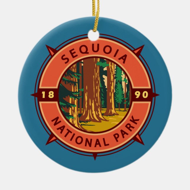 Adorno De Cerámica Parque nacional Sequoia Compass Emblem (Frente)