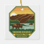 Adorno De Cerámica Parque nacional Theodore Roosevelt Parque Nacional<br><div class="desc">Diseño artístico vectorial Theodore Roosevelt. El parque es un parque nacional estadounidense que comprende tres zonas de tierras bajas separadas geográficamente en el oeste de Dakota del Norte.</div>
