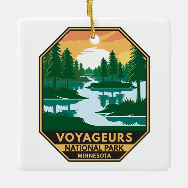 Adorno De Cerámica Parque nacional Voyageurs Minnesota Sunset Emblem (Anverso)