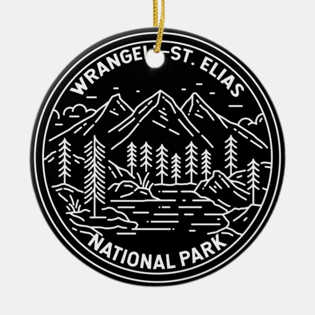 Adorno De Cerámica Parque nacional Wrangell St Elias Alaska Monoline (Frente)