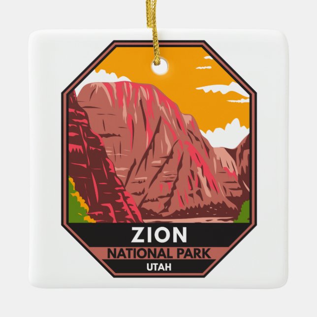 Adorno De Cerámica Parque nacional Zion Vintage Utah (Anverso)