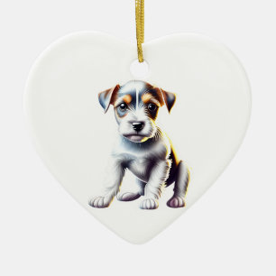 Adorno De Cerámica Parson Russell Terrier Puppy