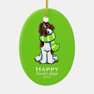 Adorno De Cerámica Parti Labradoodle Navidades Scarf Personalizado de
