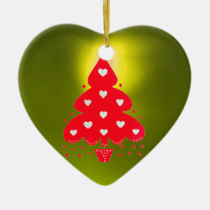 Adorno De Cerámica PARTIDO DE VACACIONES DE ÁRBOL DE NAVIDAD ROJA ama