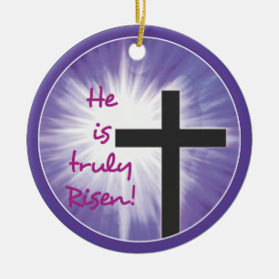 Adorno De Cerámica Pascua bendición cruza estreno en morado, sube