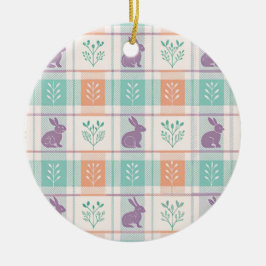 Adorno De Cerámica Pascua de cuadros escoceses  