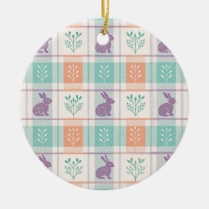 Adorno De Cerámica Pascua de cuadros escoceses