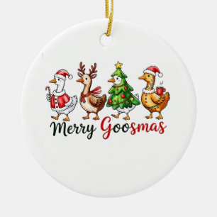 Adorno De Cerámica Pascua Gansemas Ganso de Navidad con Sombrero de S
