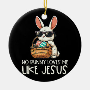 Adorno De Cerámica Pascua Ningún conejo me ama como Jesús Cristiano