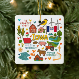 Adorno De Cerámica Pase Familiar Personalizado de Iowa Navidad