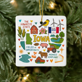 Adorno De Cerámica Pase Familiar Personalizado de Iowa Navidad
