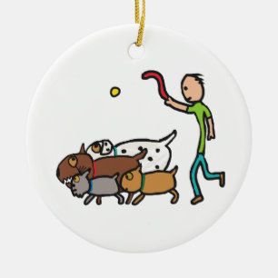 Adorno De Cerámica Paseo de perros