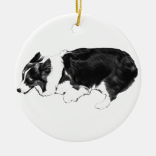 Adorno De Cerámica Paso de Corgi en tono plateado