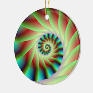 Adorno De Cerámica Pasos de espiral verde rojo y azul