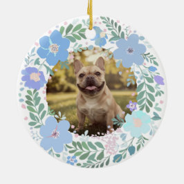 Adorno De Cerámica Pastel Azul Bulldog Francés Foto Personalizada Mem