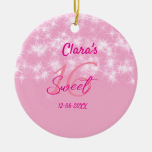 Adorno De Cerámica Pastel bebé rosa dulce 16 cumpleaños agregar nombr