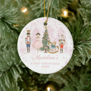 Adorno De Cerámica Pastel de Acuarela Cascanueces Primera Navidad del