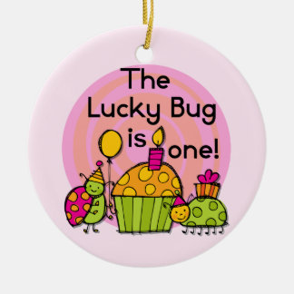Adorno De Cerámica Pastel de bug de suerte camisetas de cumpleaños y
