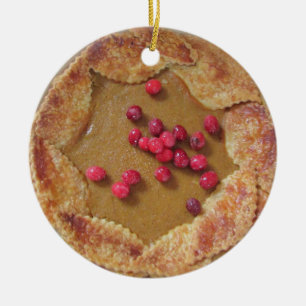 Adorno De Cerámica Pastel de Calabaza con Arándanos Navidad