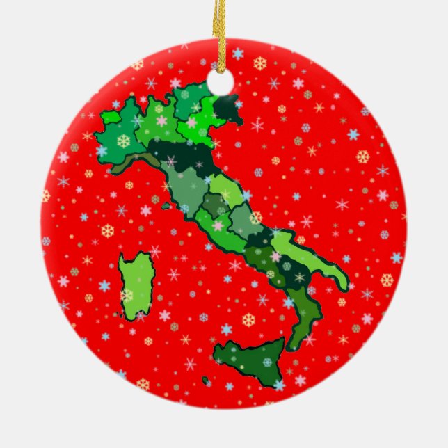 Adorno De Cerámica Pastel de copos de nieve y mapa de Italia (Atrás)