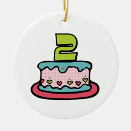 Adorno De Cerámica Pastel de cumpleaños de 2 años