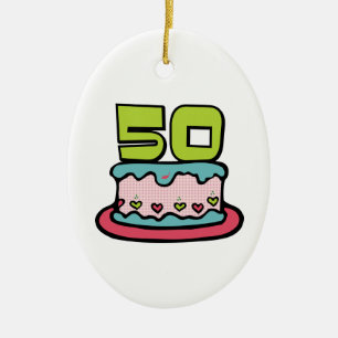 Adorno De Cerámica Pastel de cumpleaños de 50 años