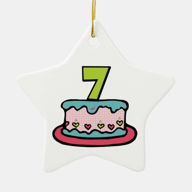 Adorno De Cerámica Pastel de cumpleaños de 7 años (Frente)