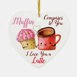 Adorno De Cerámica Pastel de El día de San Valentín y tazón de café