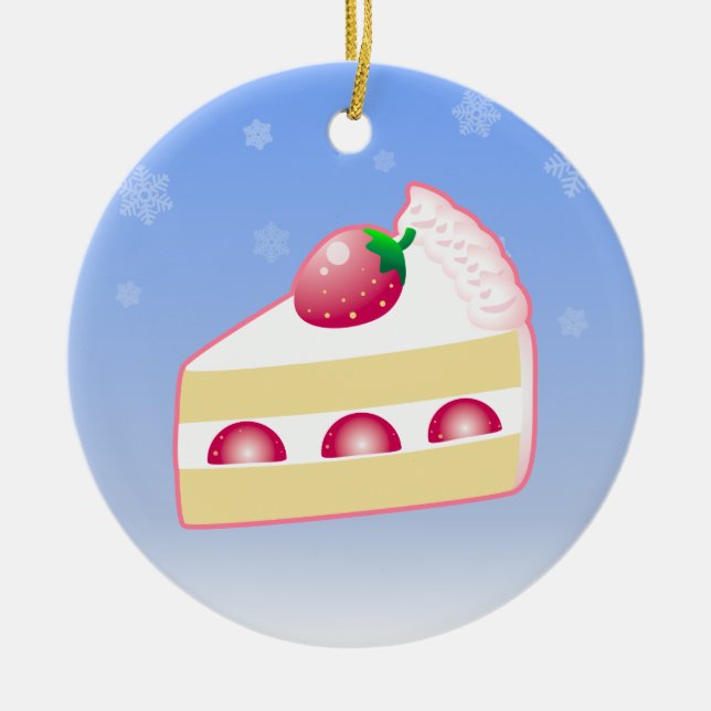 Adorno De Cerámica Pastel de fresa Navidades (Frente)