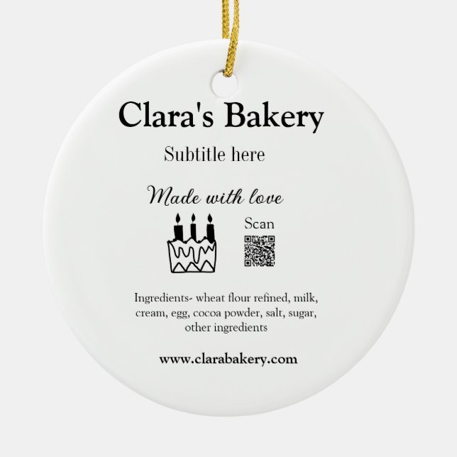 Adorno De Cerámica Pastel de panadería agregar ingredientes hechos co (Frente)