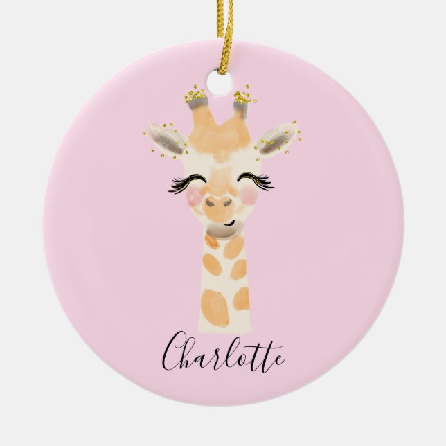Adorno De Cerámica Pastel dulce y dulce de Rubor Pastel Rosa Giraffe  (Frente)