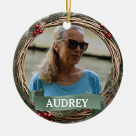 Adorno De Cerámica Pastel Green Grapevine Wreath ANY Photo