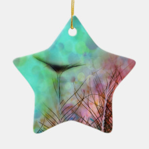 Adorno De Cerámica Pastel Peacock Feathers