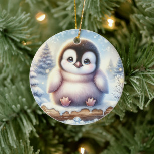Adorno De Cerámica Pastel Pines y Capricho de Pingüino