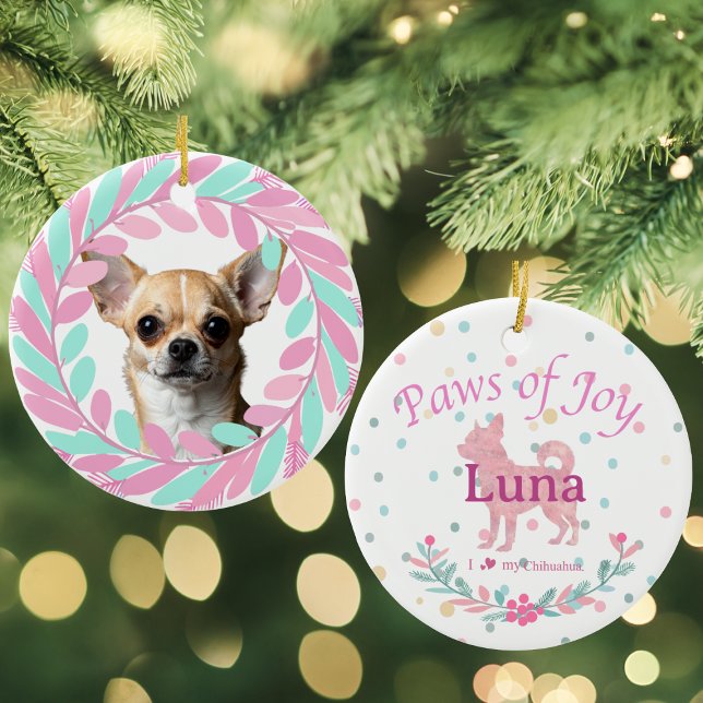 Adorno De Cerámica Pastel Pink Chihuahua | Personalized Christmas (Subido por el creador)