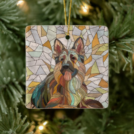 Adorno De Cerámica Pastor Alemán - Arte Mosaico