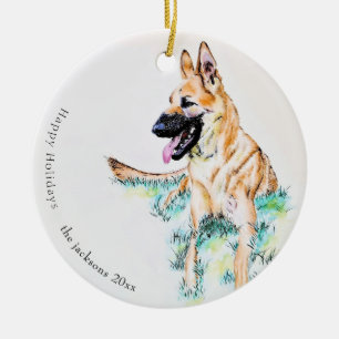 Adorno De Cerámica Pastor Alemán Perro Malinois Belga Una Foto