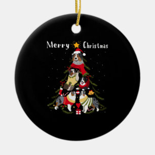 Adorno De Cerámica Pastor Australiano Aussie Christmas Tree Xmas Dog