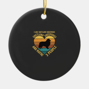 Adorno De Cerámica Pastor de Shetland Retro Corazón Amante de Perros