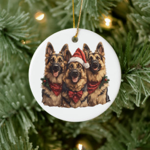 Adorno De Cerámica Pastores Alemanes de Navidad