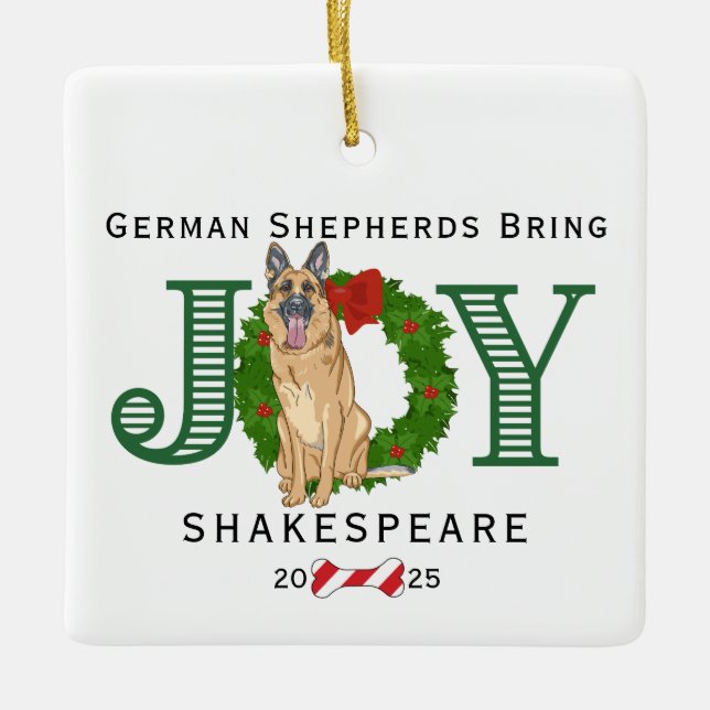 Adorno De Cerámica Pastores alemanes traen alegría (Anverso)