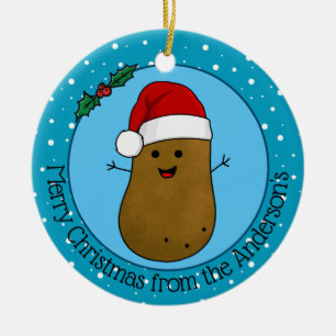 Adorno De Cerámica Patata Personalizada Feliz Navidad
