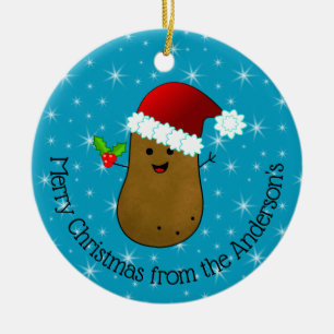 Adorno De Cerámica Patata Personalizada Feliz Navidad